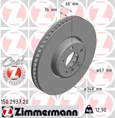 Bremžu diski ZIMMERMANN 150.2937.20 1