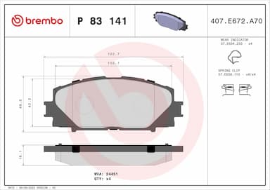 Bremžu uzliku kompl., Disku bremzes BREMBO P 83 141 1