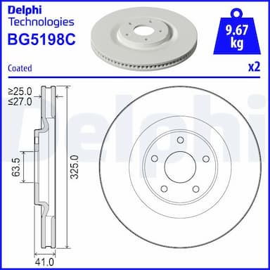 Bremžu diski DELPHI BG5198C 1