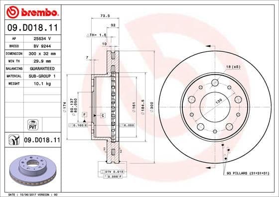 Bremžu diski BREMBO 09.D018.11 1