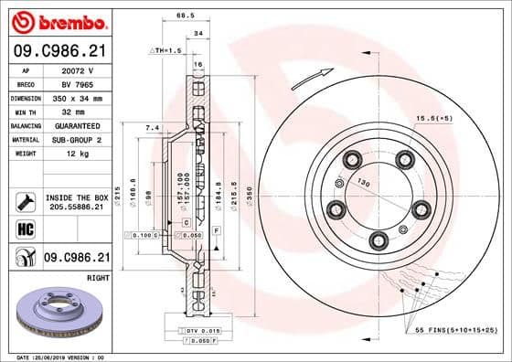 Bremžu diski BREMBO 09.C986.21 1