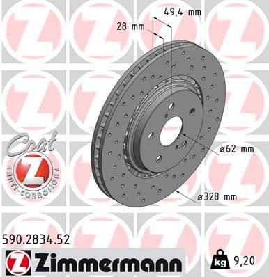 Bremžu diski ZIMMERMANN 590.2834.52 1