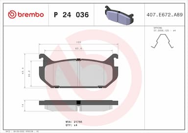 Bremžu uzliku kompl., Disku bremzes BREMBO P 24 036 1