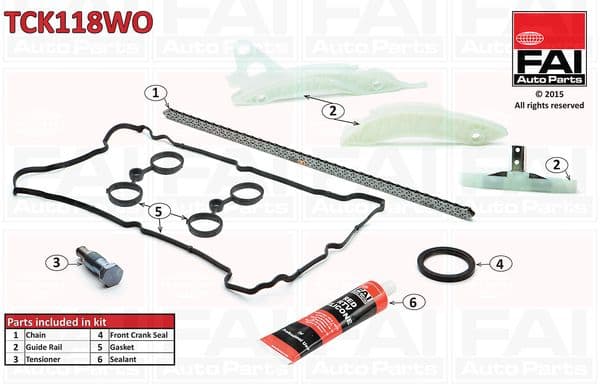 Sadales vārpstas piedziņas ķēdes komplekts FAI AutoParts TCK118WO 1