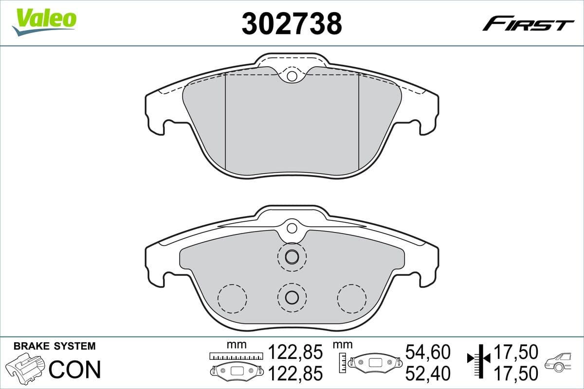 Bremžu uzliku kompl., Disku bremzes VALEO 302738 1