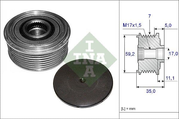 Ģeneratora brīvgaitas mehānisms INA 535 0087 10 1