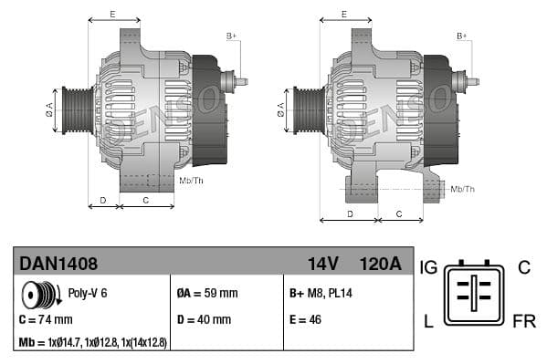 Ģenerators DENSO DAN1408 1