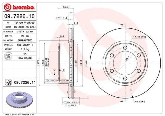 Bremžu diski BREMBO 09.7226.11 1