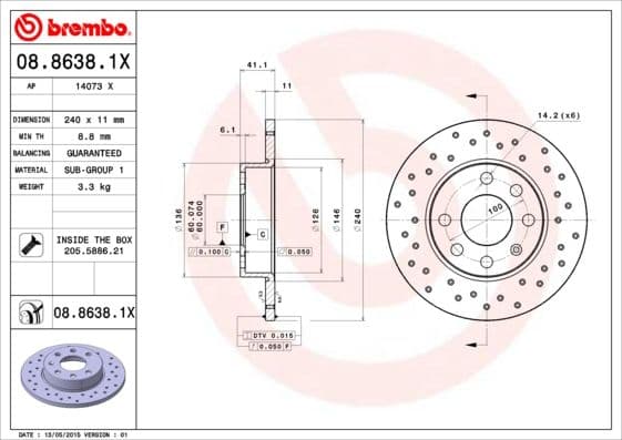 Bremžu diski BREMBO 08.8638.1X 1