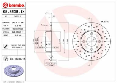 Bremžu diski BREMBO 08.8638.1X 1