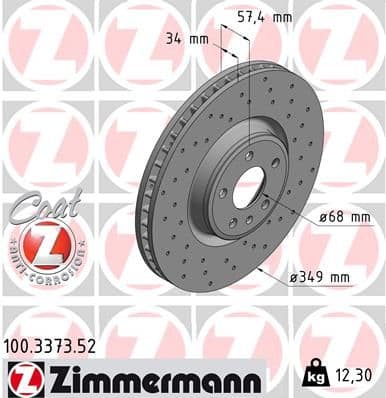 Bremžu diski ZIMMERMANN 100.3373.52 1