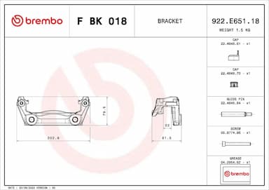 Bremžu suporta skavas stipr. korpusa kompl. BREMBO F BK 018 2