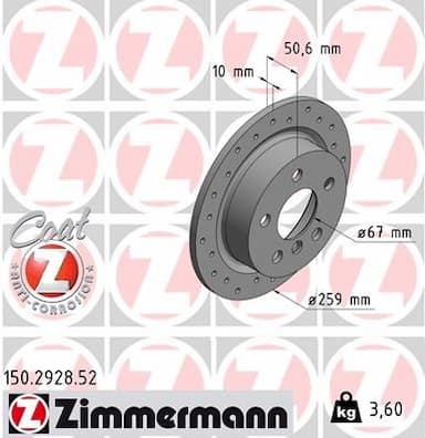 Bremžu diski ZIMMERMANN 150.2928.52 1