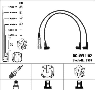 Augstsprieguma vadu komplekts NGK 2569 1