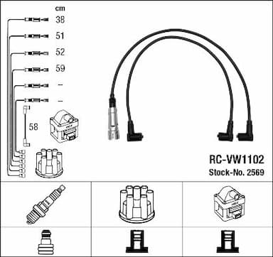 Augstsprieguma vadu komplekts NGK 2569 1