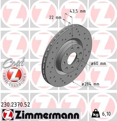 Bremžu diski ZIMMERMANN 230.2370.52 1