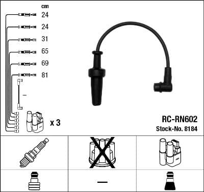 Augstsprieguma vadu komplekts NGK 8184 1