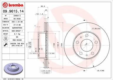 Bremžu diski BREMBO 09.9615.14 1