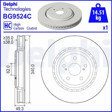 Bremžu diski DELPHI BG9524C 1