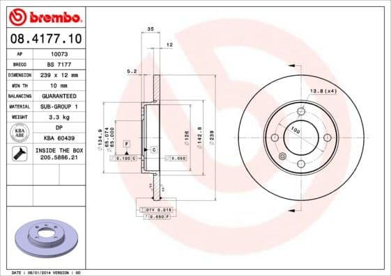 Bremžu diski BREMBO 08.4177.10 1