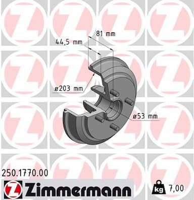 Bremžu trumulis ZIMMERMANN 250.1770.00 1