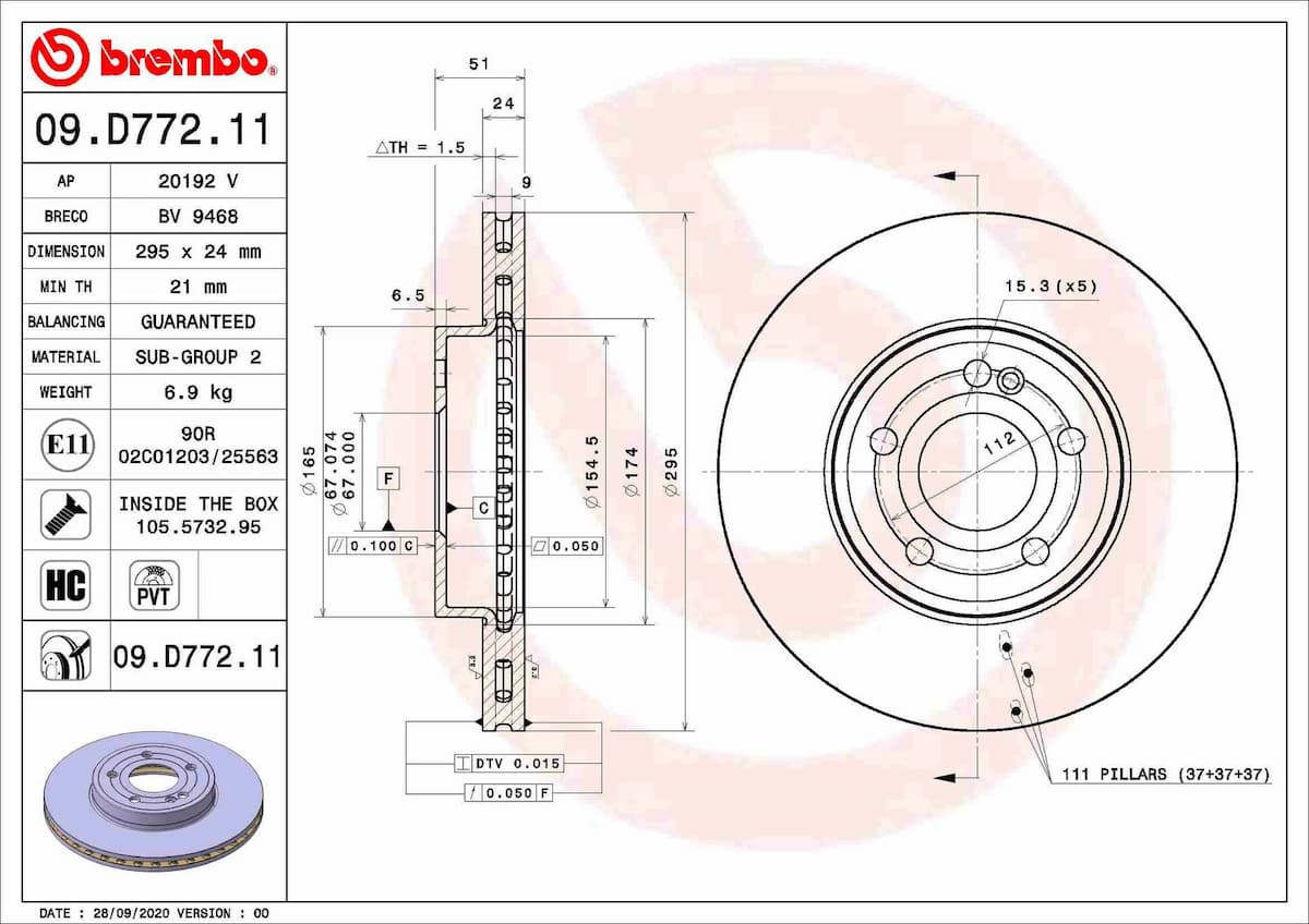 Bremžu diski BREMBO 09.D772.11 1