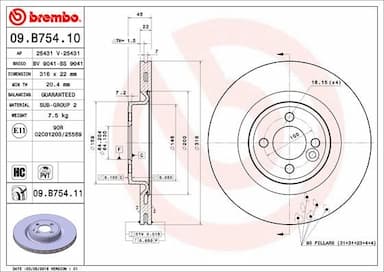 Bremžu diski BREMBO 09.B754.11 1