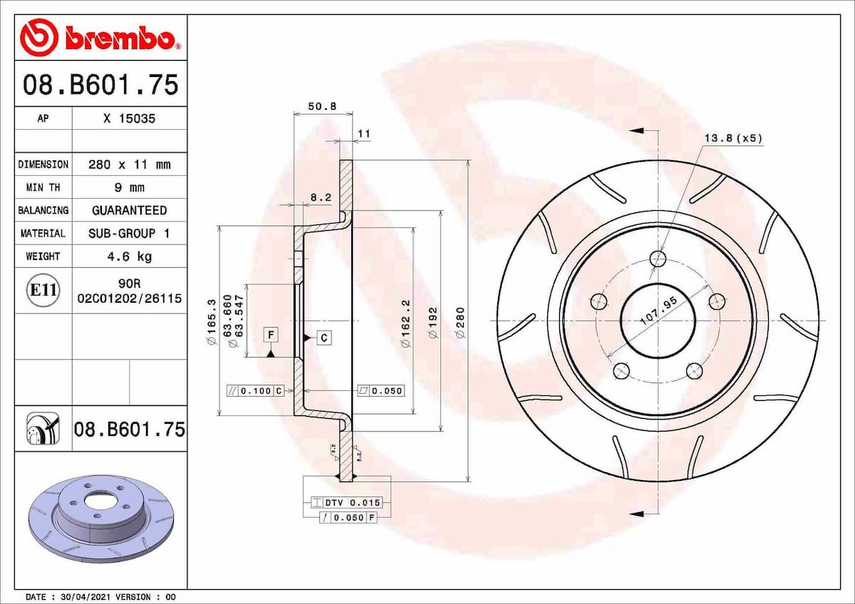 Bremžu diski BREMBO 08.B601.75 1