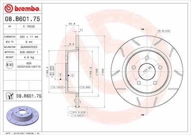 Bremžu diski BREMBO 08.B601.75 1