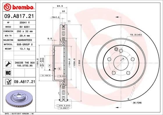 Bremžu diski BREMBO 09.A817.21 1