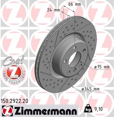 Bremžu diski ZIMMERMANN 150.2922.20 1