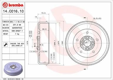 Bremžu trumulis BREMBO 14.C016.10 1