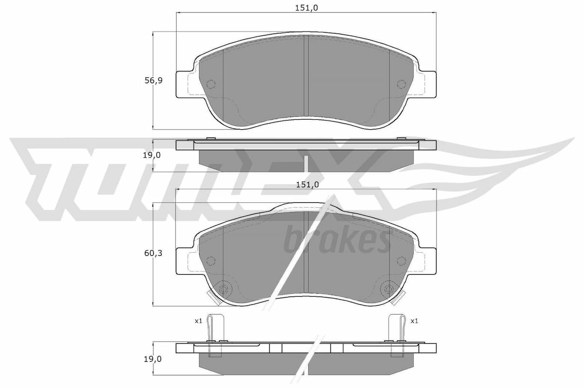 Bremžu uzliku kompl., Disku bremzes TOMEX Brakes TX 15-70 1