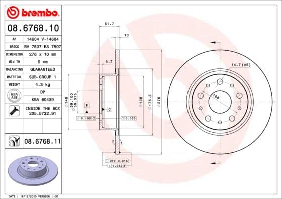 Bremžu diski BREMBO 08.6768.11 1