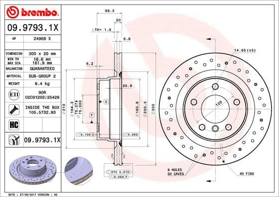 Bremžu diski BREMBO 09.9793.1X 1