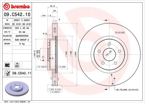 Bremžu diski BREMBO 09.C542.11 1