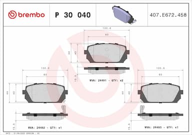 Bremžu uzliku kompl., Disku bremzes BREMBO P 30 040 1