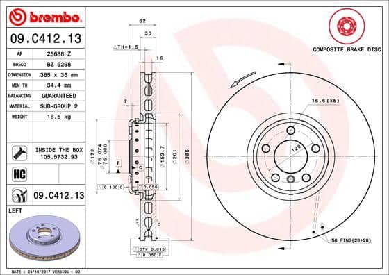 Bremžu diski BREMBO 09.C412.13 1