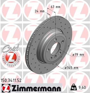 Bremžu diski ZIMMERMANN 150.3411.52 1