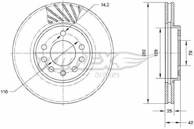 Bremžu diski TOMEX Brakes TX 70-11 1