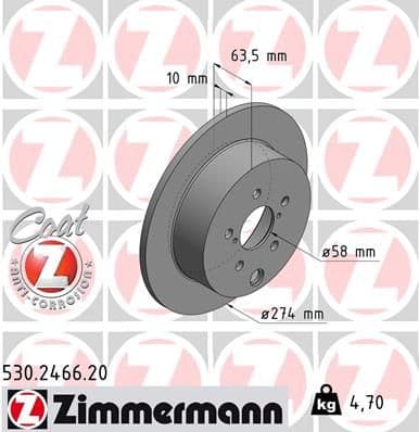 Bremžu diski ZIMMERMANN 530.2466.20 1