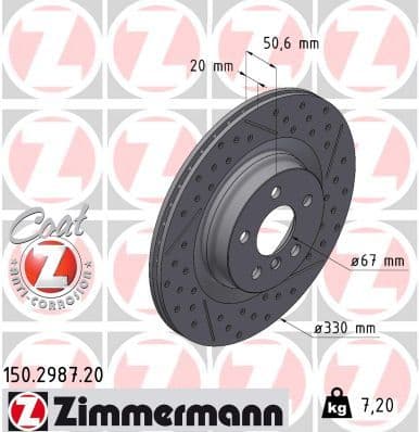 Bremžu diski ZIMMERMANN 150.2987.20 1