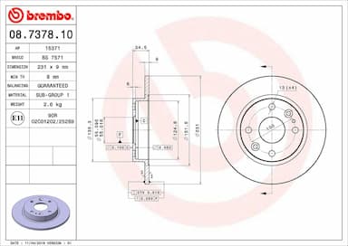 Bremžu diski BREMBO 08.7378.10 1