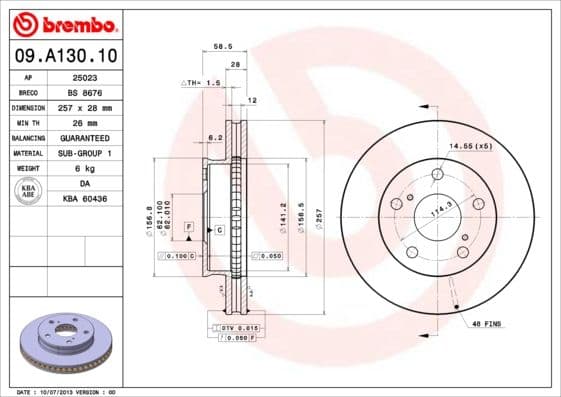 Bremžu diski BREMBO 09.A130.10 1