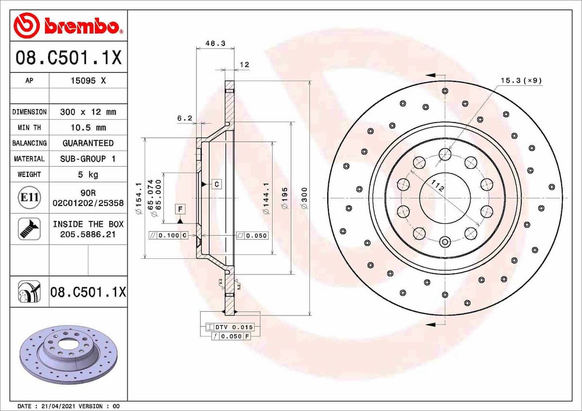 Bremžu diski BREMBO 08.C501.1X 1