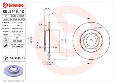 Bremžu diski BREMBO 08.9148.11 1