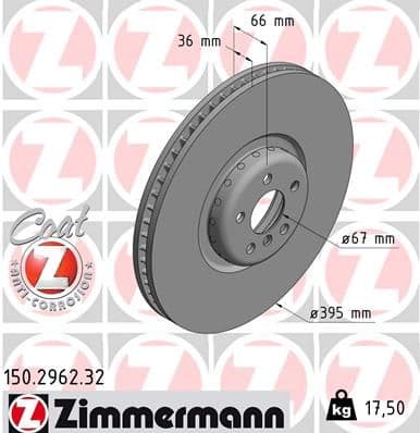 Bremžu diski ZIMMERMANN 150.2962.32 1