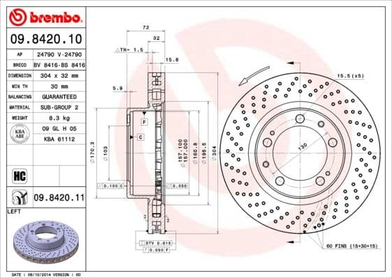 Bremžu diski BREMBO 09.8420.11 1