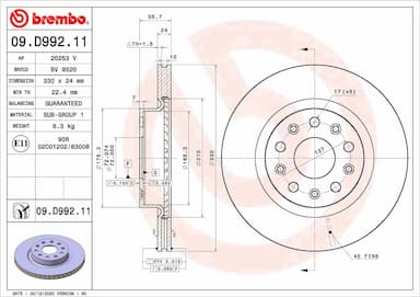 Bremžu diski BREMBO 09.D992.11 1