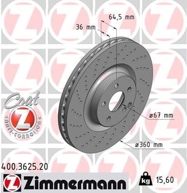 Bremžu diski ZIMMERMANN 400.3625.20 1